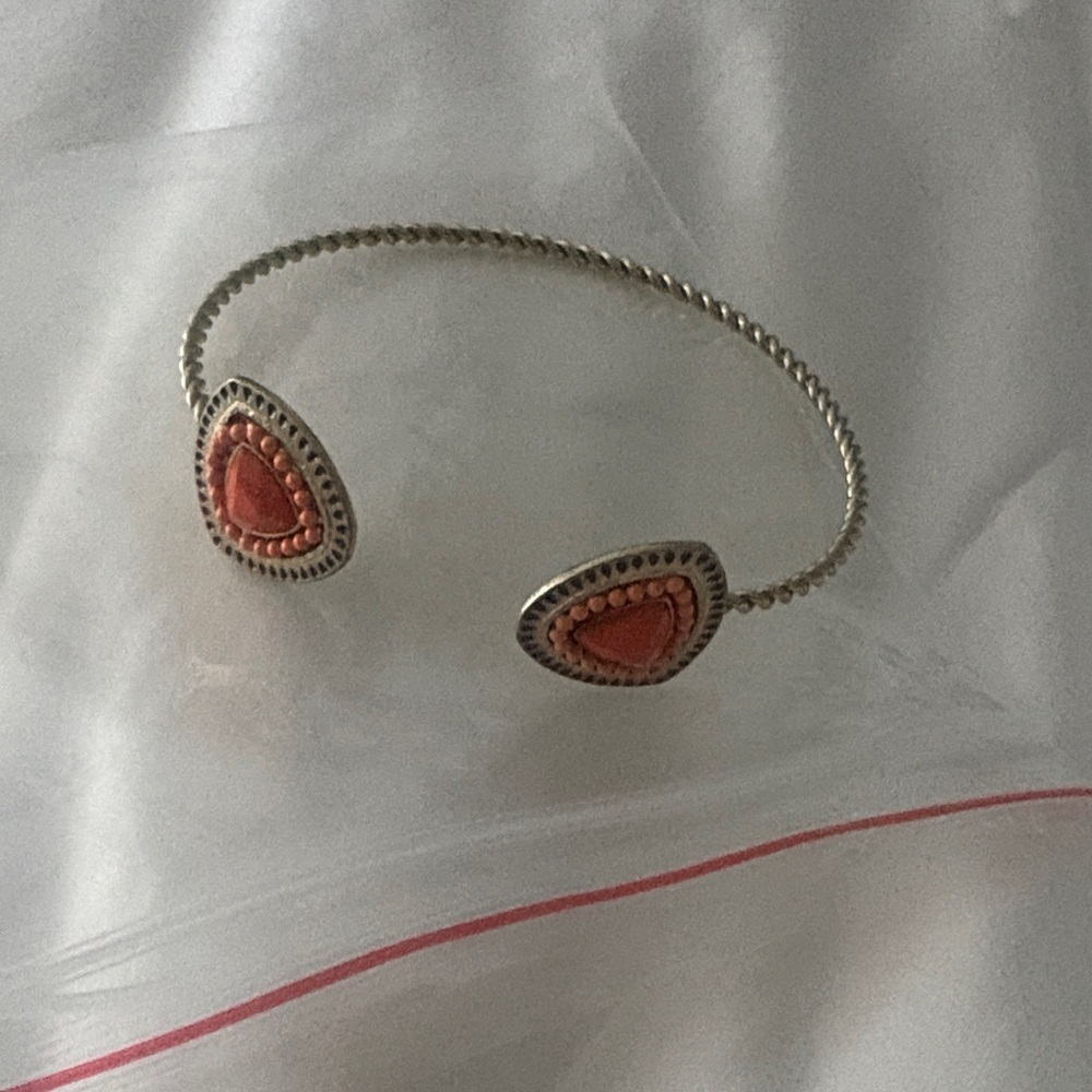 Silver and Orange Stone Women's Bracelet